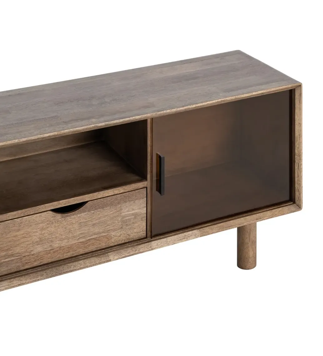 Zona-Design Stolik pod TV AMY 150 cm drewno kauczuk