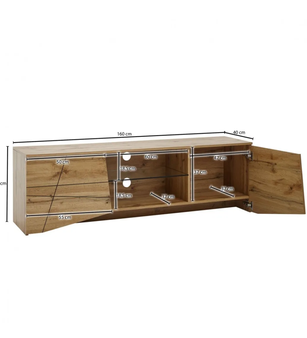 WOHNLING, GERMANY Stolik pod TV ANKONA 160 cm w kolorze dąb
