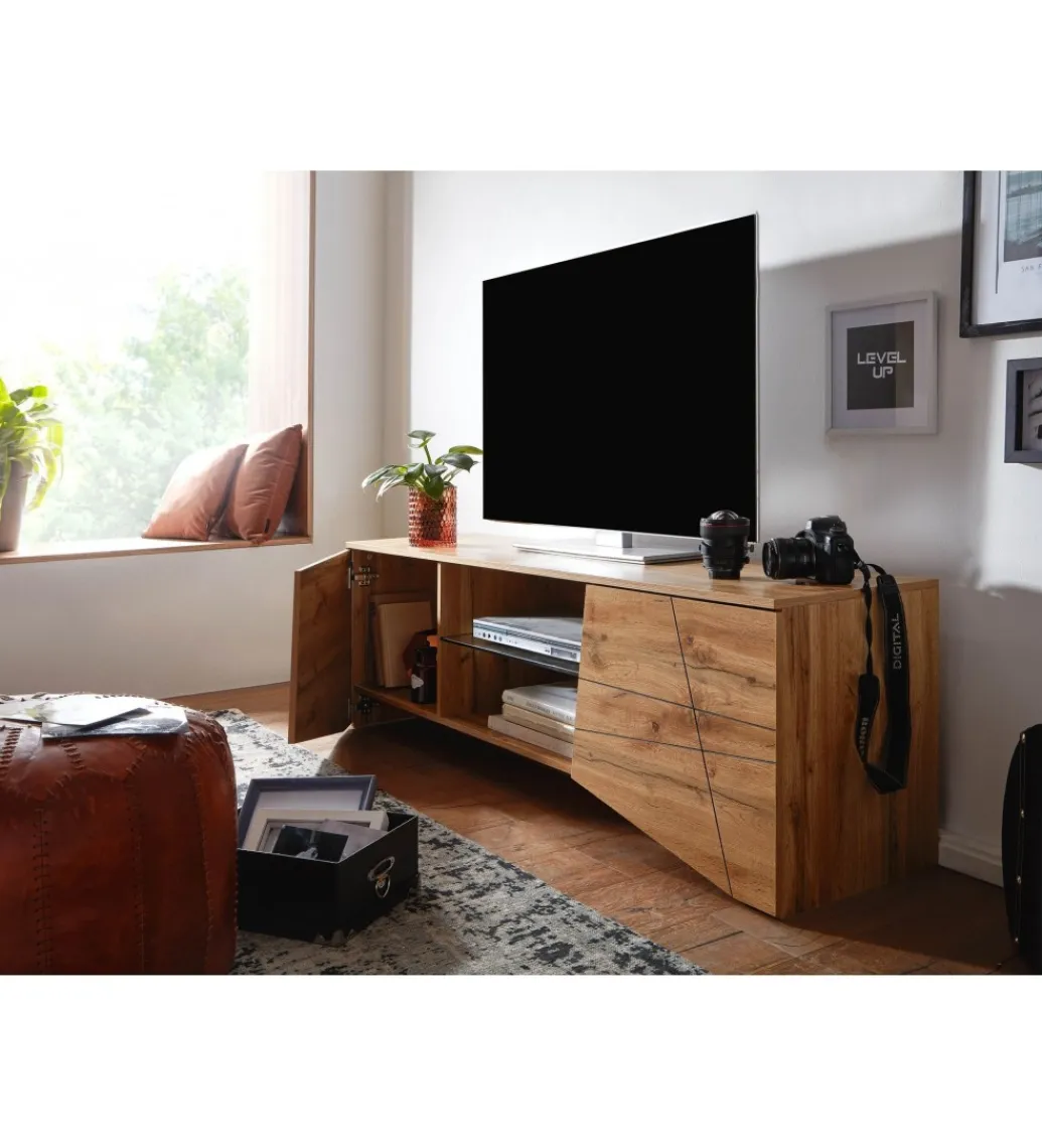 WOHNLING, GERMANY Stolik pod TV ANKONA 160 cm w kolorze dąb