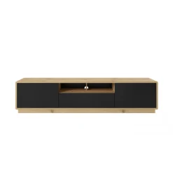 Helvetia Stolik pod TV ASTON 200 cm czarny z dodatkiem koloru dąb Taurus