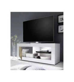 MCA Linia Włoska Stolik Pod TV BASIC 140 Cm Biały z dodatkiem koloru klon pero