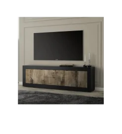 MCA Linia Włoska Stolik pod TV BASIC 210 cm czarna z dodatkiem koloru klon Pero