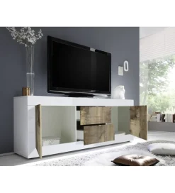 MCA Linia Włoska Stolik pod TV BASIC 210 cm czarna z dodatkiem koloru klon Pero