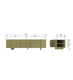 WOOOD Stolik pod TV BASU 200 cm drewno sosny moss