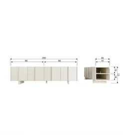 WOOOD Stolik pod TV BASU 200 cm drewno sosny dust