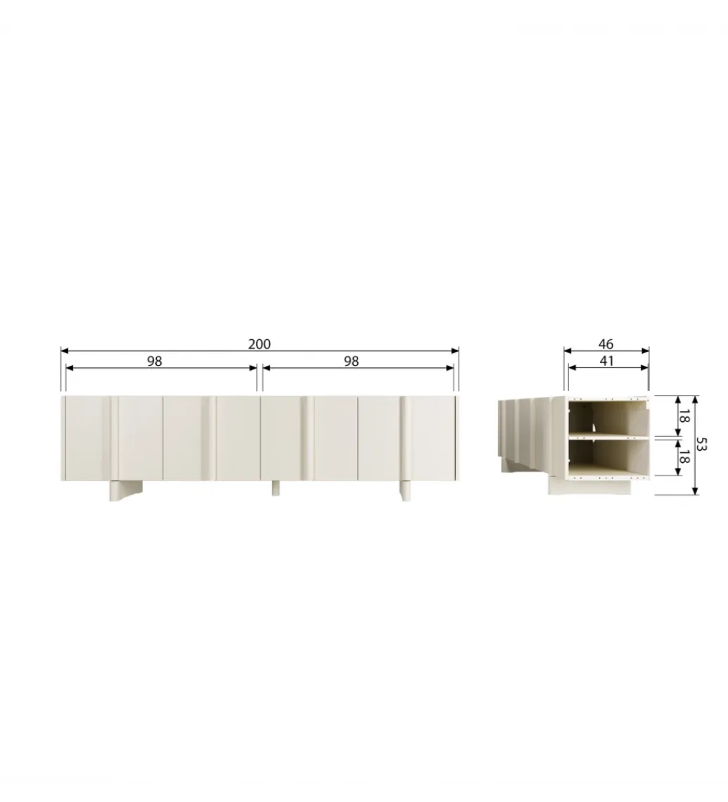 WOOOD Stolik pod TV BASU 200 cm drewno sosny dust