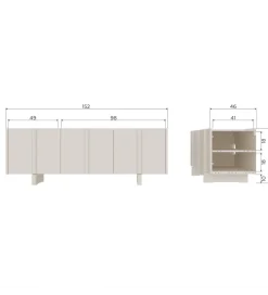WOOOD Stolik pod TV BASU 152 cm drewno sosny dust