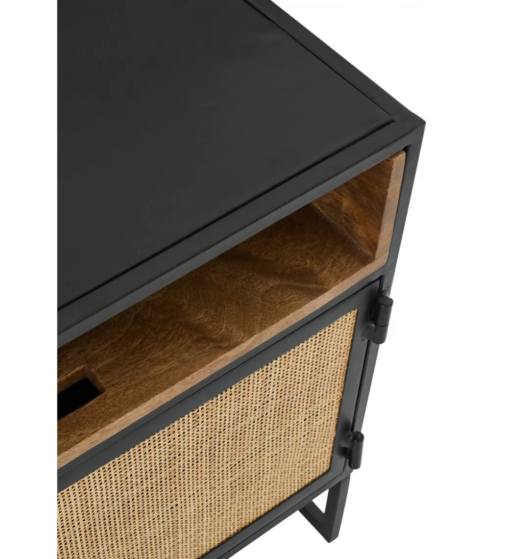 J-Line Stolik pod TV CANE PANE 122 cm czarno naturalna