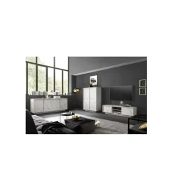 MCA Linia Włoska Stolik pod TV CARRARA 139 cm w optyce białego marmuru