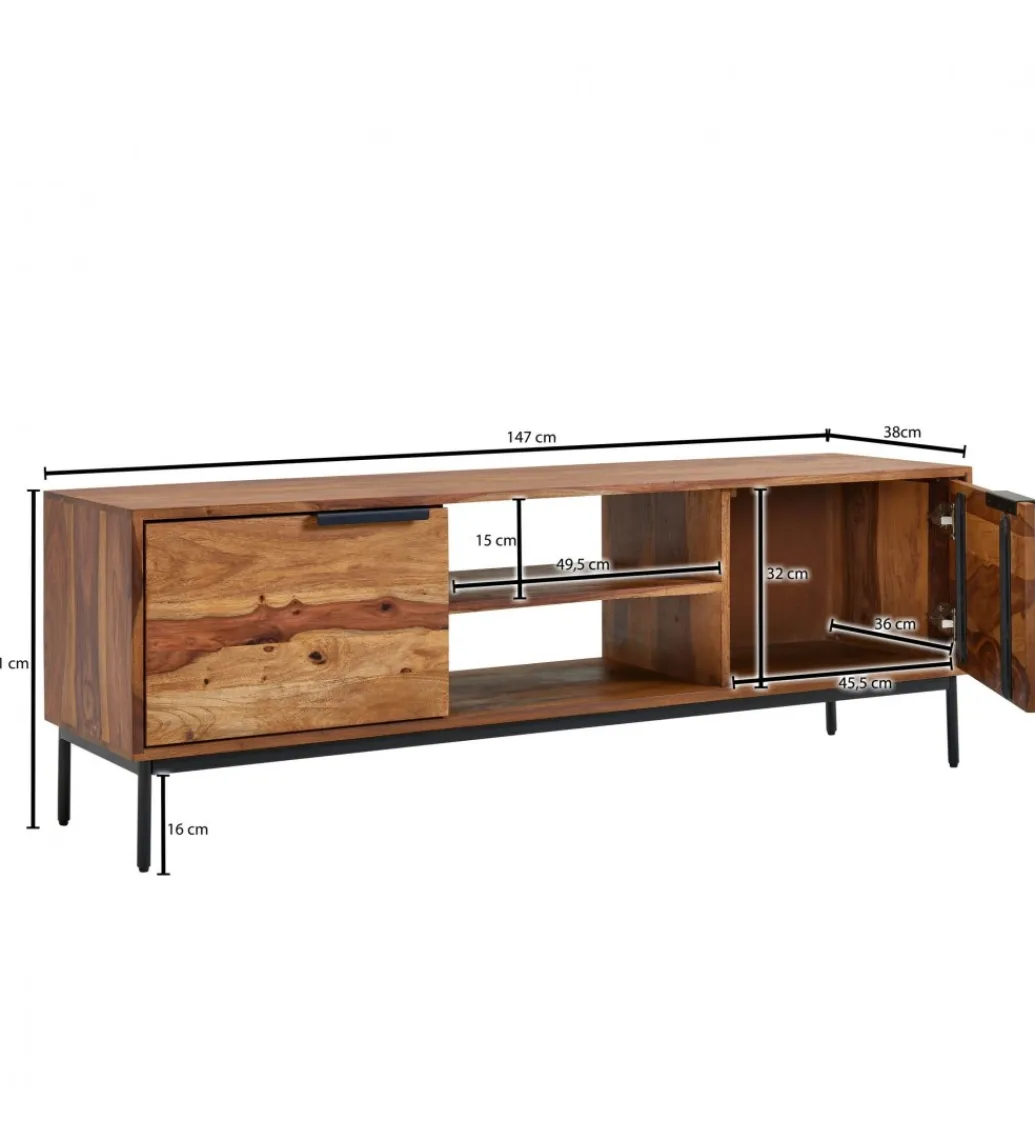 WOHNLING, GERMANY Stolik pod TV ELCANTO 147 cm drewno sheesham