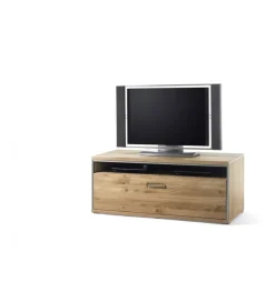 MCA Stolik pod TV ESPERO 124 cm dąb sękaty olejowany w kolorze bianco