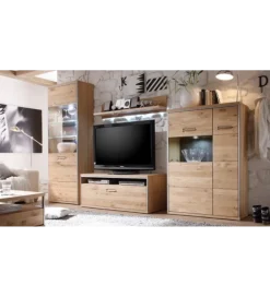 MCA Stolik pod TV ESPERO 124 cm dąb sękaty olejowany w kolorze bianco