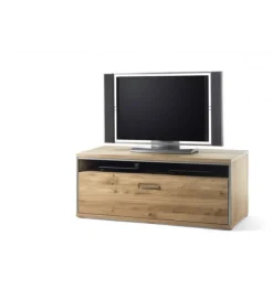 MCA Stolik pod TV ESPERO 124 cm dąb sękaty olejowany w kolorze bianco