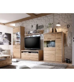 MCA Stolik pod TV ESPERO 124 cm dąb sękaty olejowany w kolorze bianco