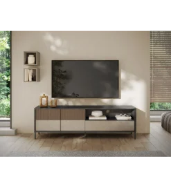 MCA Linia Włoska Stolik pod TV EVEREST 206 cm brązowo beżowy