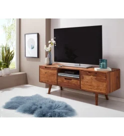 WOHNLING, GERMANY Stolik pod TV FEREZ 135 cm drewno sheesham