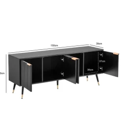 WOHNLING, GERMANY Stolik pod TV GLIMER 150 cm czarny