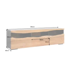 Invicta Interior - przedsprzedaż Stolik pod TV GRAND ACACIA 180 cm drewno akcja LED