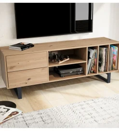 WOHNLING, GERMANY Stolik pod TV GRASSE 150 cm w optyce dębu