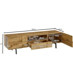 WOHNLING, GERMANY Stolik pod Tv GROSSETO 160 cm w kolorze dąb