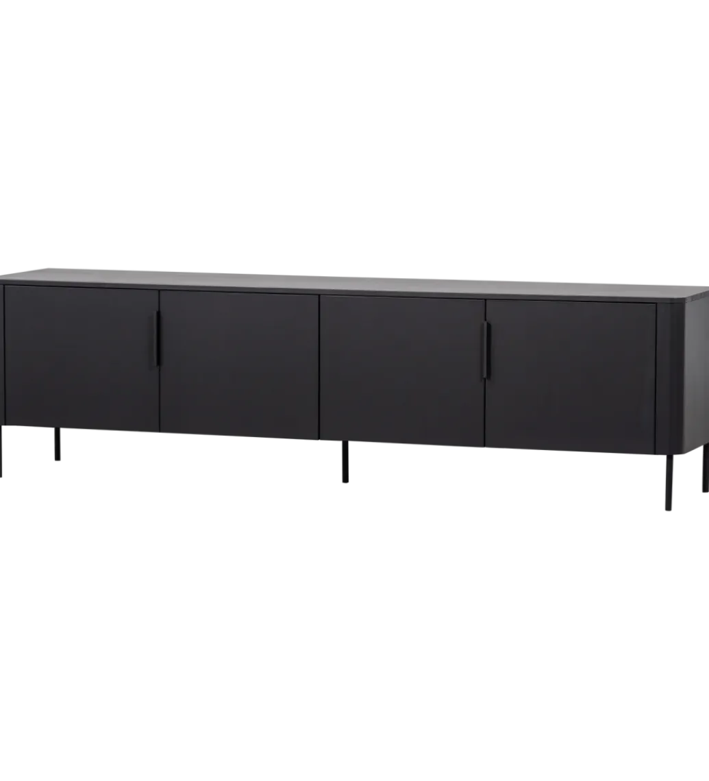 WOOOD Stolik pod TV GUNNAR 200 cm czarny mat