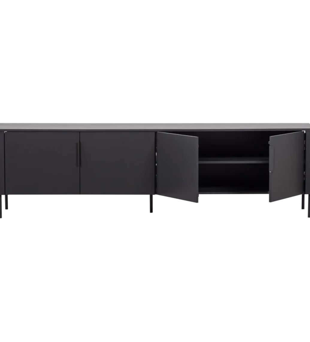 WOOOD Stolik pod TV GUNNAR 200 cm czarny mat