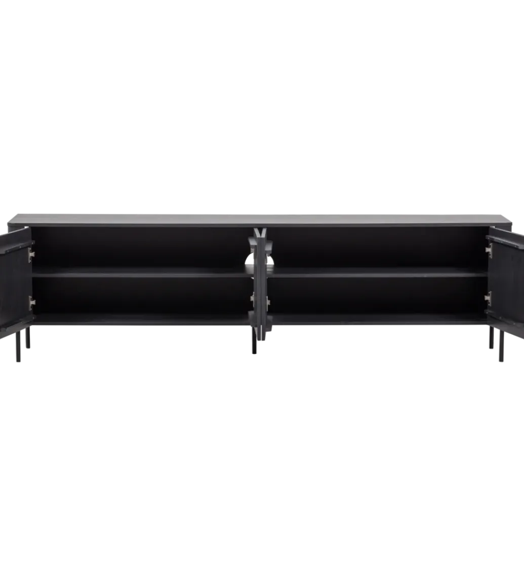 WOOOD Stolik pod TV GUNNAR 200 cm czarny mat
