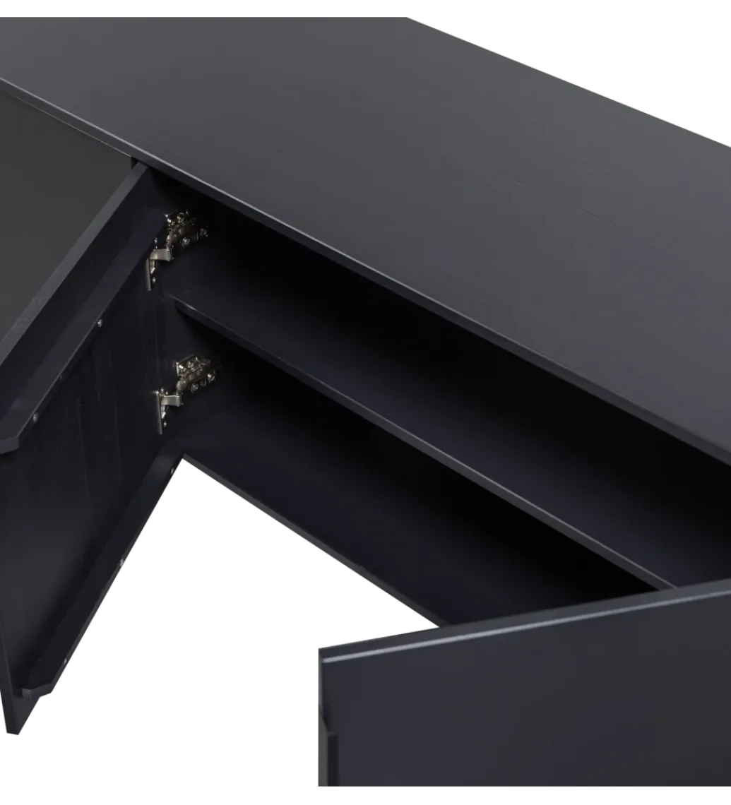 WOOOD Stolik pod TV GUNNAR 200 cm czarny mat