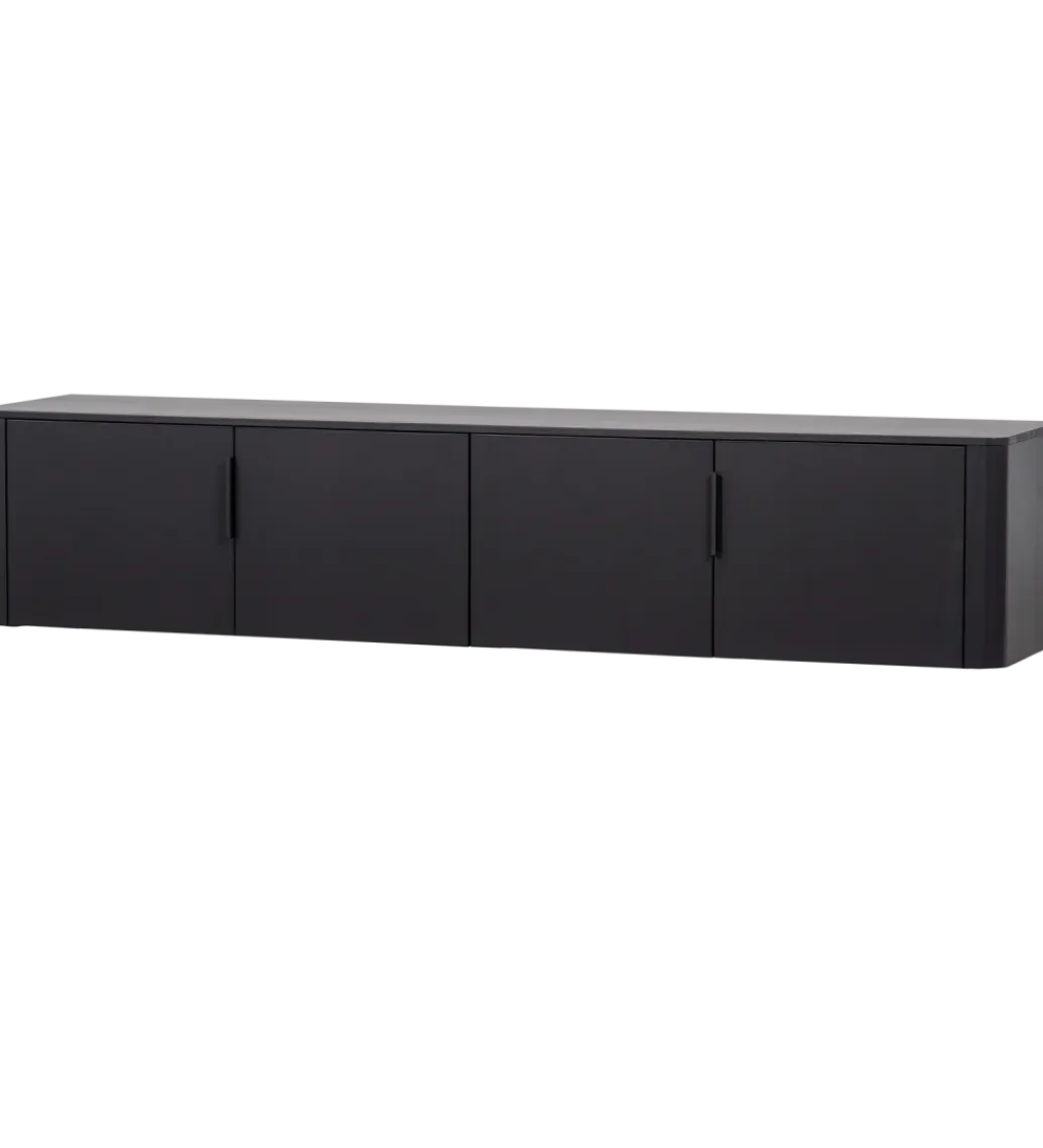 WOOOD Stolik pod TV GUNNAR 200 cm czarny mat