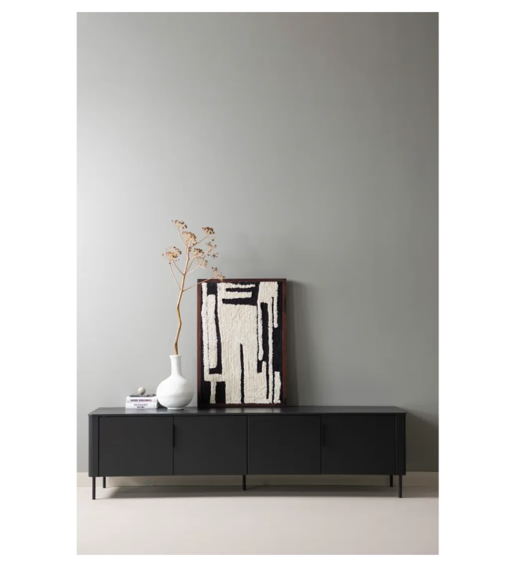 WOOOD Stolik pod TV GUNNAR 200 cm czarny mat