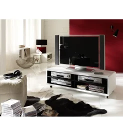 MCA Stolik pod TV JEFF II 120cm biało czarny