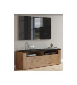 Helvetia Stolik pod TV LARONA 140 cm o wybarwieniu dąb lefkas z kolorem touchwood