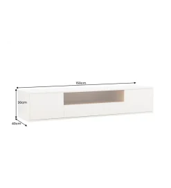 Invicta Interior Stolik pod TV LOFT wiszący 150 cm biało naturalny