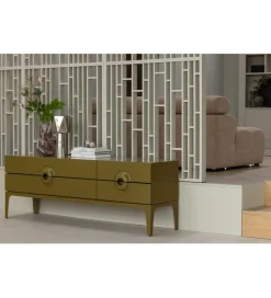 WOOOD Stolik pod TV MERGE 160 cm drewno eukaliptusa miodowy odcień