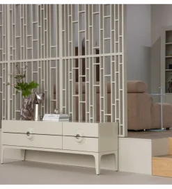 WOOOD Stolik pod TV MERGE 160 cm drewno eukaliptusa szary