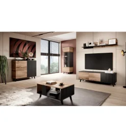 Halmar Stolik pod TV RANDOM 180 cm w kolorze dąb wotan z kolorem czarnym