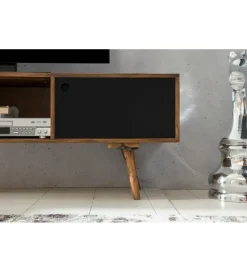 WOHNLING, GERMANY Stolik pod TV REPA 140 cm drewno sheesham czarny