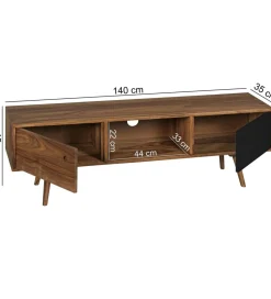 WOHNLING, GERMANY Stolik pod TV REPA 140 cm drewno sheesham czarny