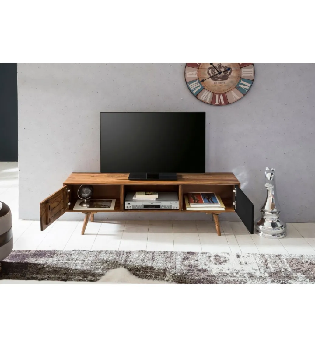 WOHNLING, GERMANY Stolik pod TV REPA 140 cm drewno sheesham czarny