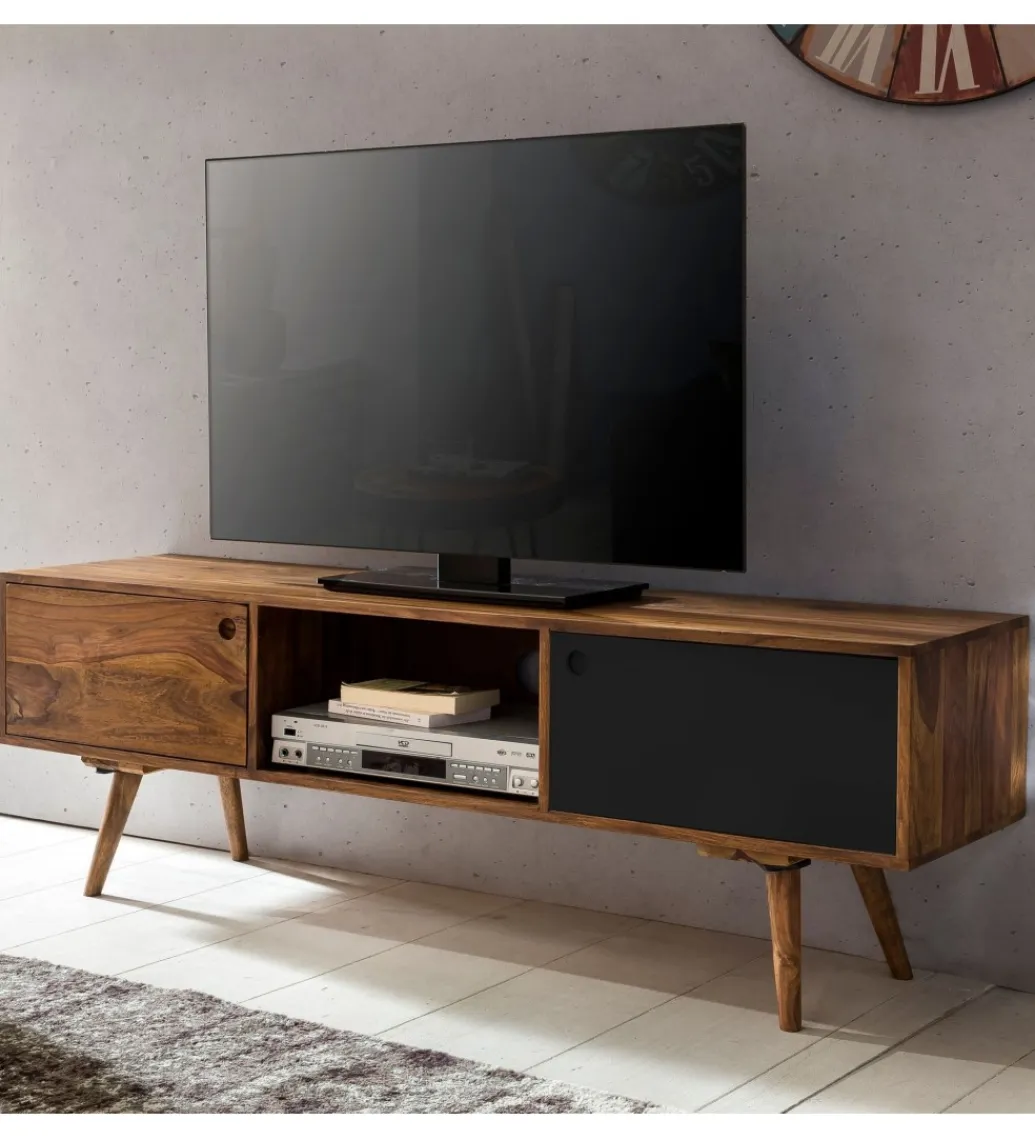 WOHNLING, GERMANY Stolik pod TV REPA 140 cm drewno sheesham czarny