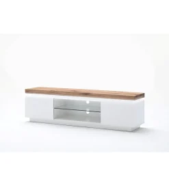 MCA Stolik Pod TV ROMINA 175 Cm Biały Z Dębowym Blatem
