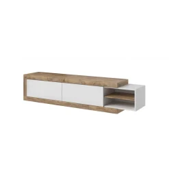 Helvetia Stolik pod TV SINTRA 200 cm - 241 cm biały z dodatkiem koloru Dąb Samdal