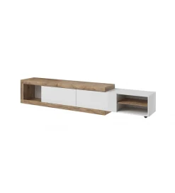 Helvetia Stolik pod TV SINTRA 200 cm - 241 cm biały z dodatkiem koloru Dąb Samdal