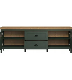 MCA Linia Włoska Stolik pod TV STANTON 184 cm w optyce dębu Evoke Ciemnozielony