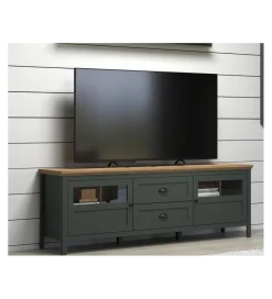 MCA Linia Włoska Stolik pod TV STANTON 184 cm w optyce dębu Evoke Ciemnozielony