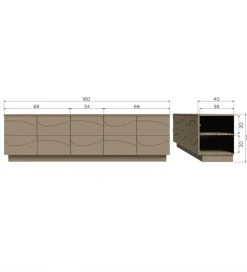 WOOOD Stolik pod TV TEO 180 cm drewno sosnowe mud