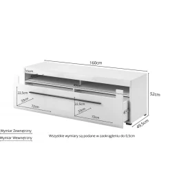 Helvetia Stolik pod TV TULSA 160 cm w optyce dąb Grandson
