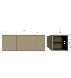 WOOOD Stolik pod TV TURNER 120 cm drewno sosny mud