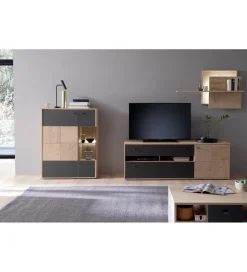 MCA Stolik pod TV VALENCIA 184 cm antracytowo naturalny