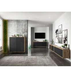 Polski Design ML Stolik pod Tv wiszący Apollo B 150 cm antracytowy